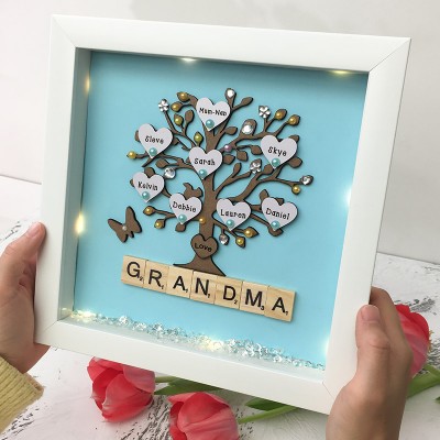 Custom Family Tree Wood Frame Name Engraved Home Decor For Grandma Mum