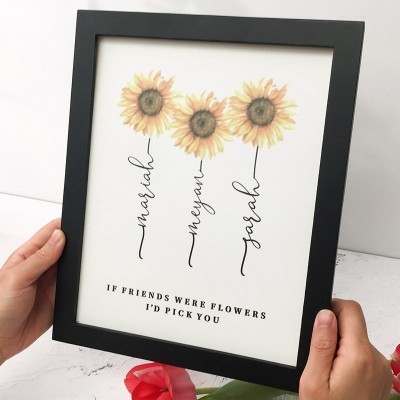 If Friend Were Flowers Frame Name Sign Personalised Sister Friend Family Gift