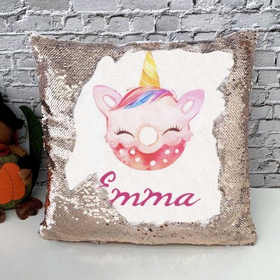 Personalised Sequin Name Pillow Girl Birthday Gift