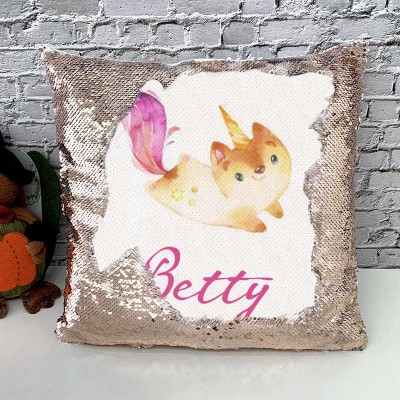 Personalised Sequin Name Pillow Girl Birthday Gift