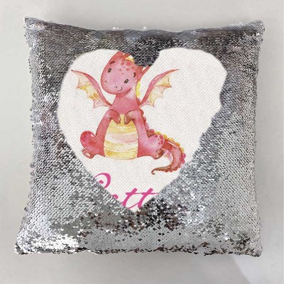Personalised Sequin Name Sliver Pillow Girl Birthday Gift