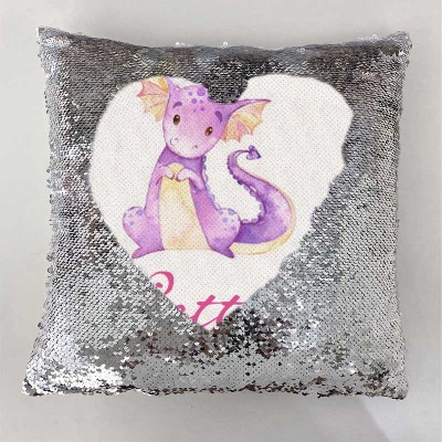 Personalised Sequin Name Sliver Pillow Girl Birthday Gift