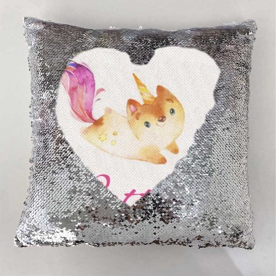 Personalised Sequin Name Sliver Pillow Girl Birthday Gift