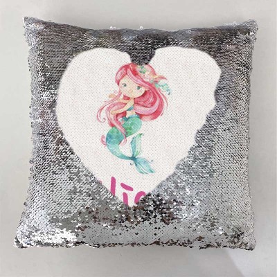 Personalised Sequin Name Sliver Pillow Mermaid Girl Birthday Gift
