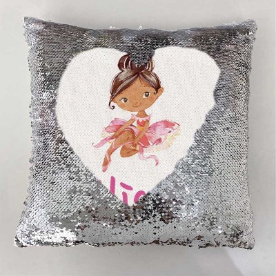 Personalised Sequin Name Sliver Pillow Girl Birthday Gift