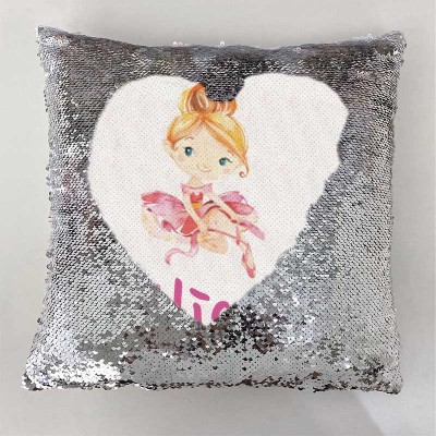 Personalised Sequin Name Sliver Pillow Girl Birthday Gift