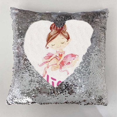 Personalised Sequin Name Sliver Pillow Girl Birthday Gift