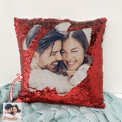 Personalised Sequin Photo Pillow For Couples Valentine's Day