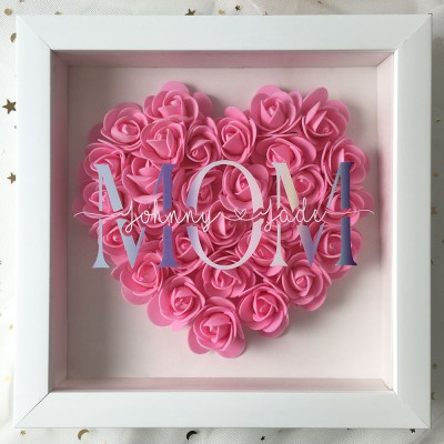 Personalised Mum Flower Shadow Box With Name For Mother's Day