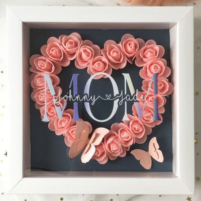 Personalised Mum Flower Shadow Box With Name For Mother's Day