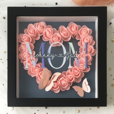 Personalised Mum Flower Shadow Box With Name For Mother's Day
