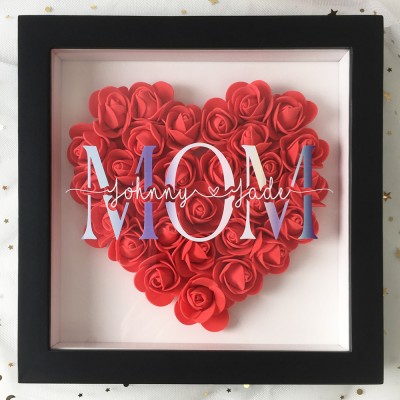 Personalised Mum Flower Shadow Box With Name For Mother's Day