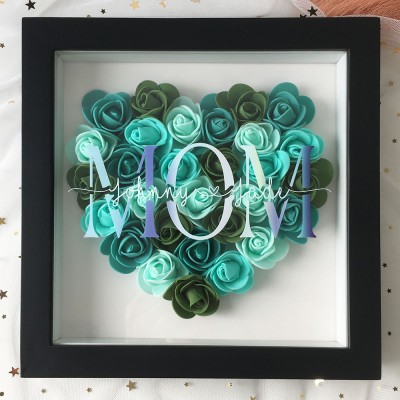 Personalised Mum Flower Shadow Box With Name For Mother's Day