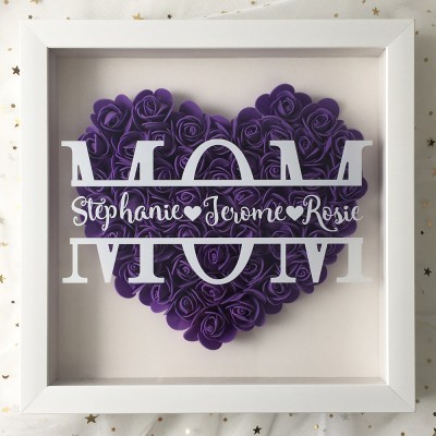 Personalised Mum Flower Shadow Box With Name For Mother's Day