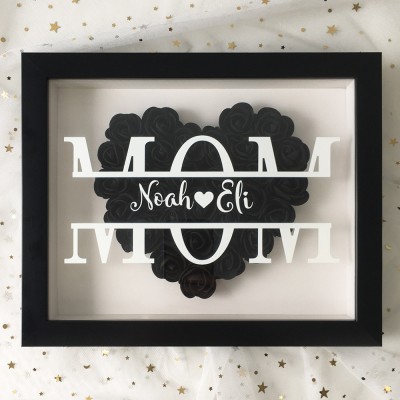 Personalised Mum Flower Shadow Box With Name For Mother's Day
