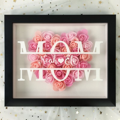 Personalised Mum Flower Shadow Box With Name For Mother's Day