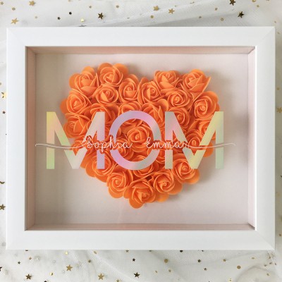 Personalised Mum Flower Shadow Box With Name For Mother's Day
