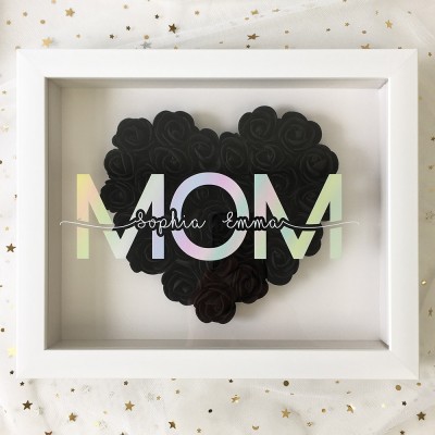Personalised Mum Flower Shadow Box With Name For Mother's Day