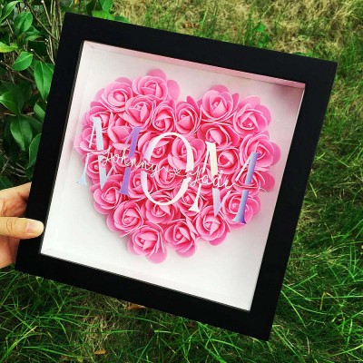 Personalised Mum Flower Shadow Box With Name For Mother's Day