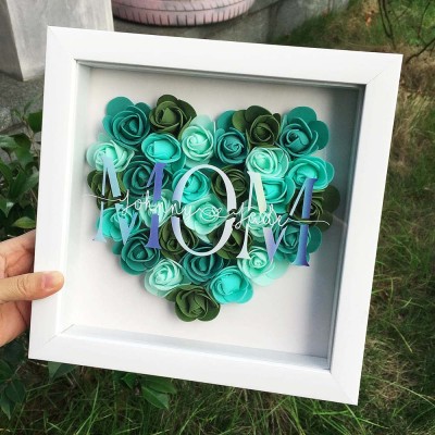 Personalised Mum Flower Shadow Box With Name For Mother's Day