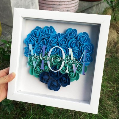 Personalised Mum Flower Shadow Box With Name For Mother's Day