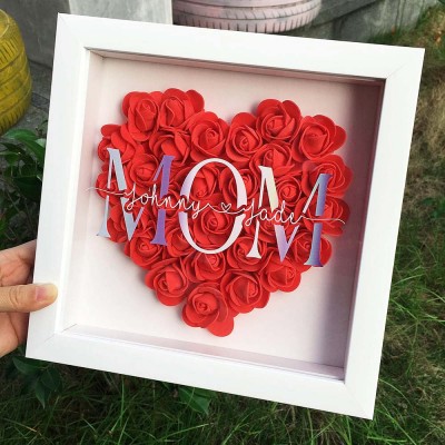 Personalised Mum Flower Shadow Box With Name For Mother's Day