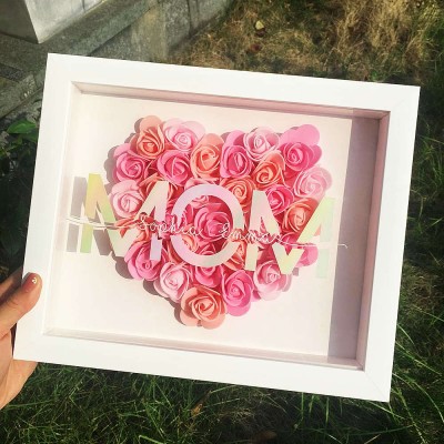 Personalised Mum Flower Shadow Box With Name For Mother's Day