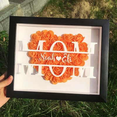Personalised Mum Flower Shadow Box With Name For Mother's Day
