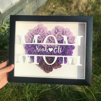Personalised Mum Flower Shadow Box With Name For Mother's Day