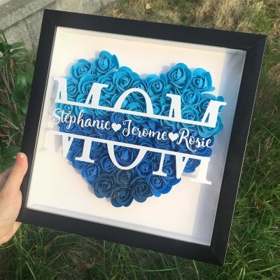 Personalised Mum Flower Shadow Box With Name For Mother's Day