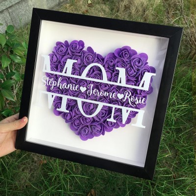Personalised Mum Flower Shadow Box With Name For Mother's Day