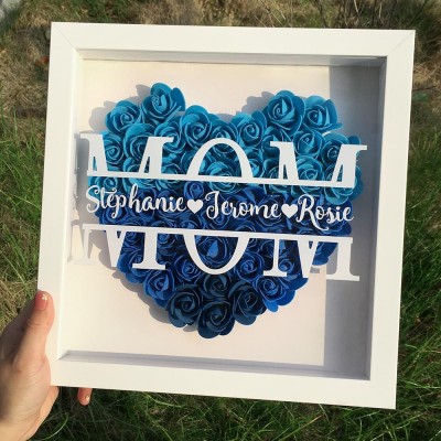 Personalised Mum Flower Shadow Box With Name For Mother's Day