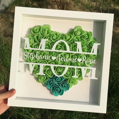 Personalised Mum Flower Shadow Box With Name For Mother's Day