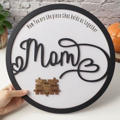 Personalised Mum Puzzle Sign With Kids Name Home Wall Decor You Are The Piece That Holds Us Together