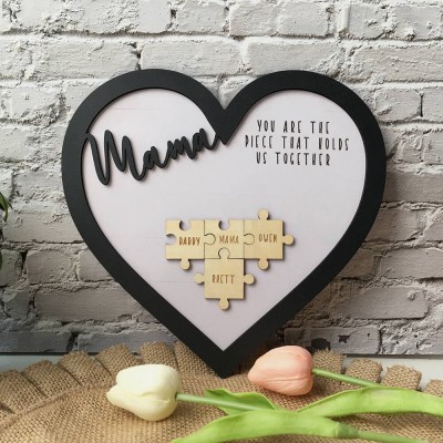 Personalised Mum Puzzle Sign With Kids Name Home Wall Decor You Are The Piece That Holds Us Together