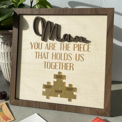 Custom Mum Puzzle Piece Sign With Kids Name For Mum Grandma Home Wall Decor