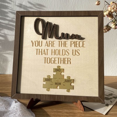 Custom Mum Puzzle Piece Sign With Kids Name For Mum Grandma Home Wall Decor
