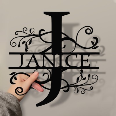 Personalised Family Name Metal Sign Monogram Home Wall Decor
