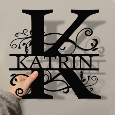 Personalised Family Name Metal Sign Monogram Home Wall Decor