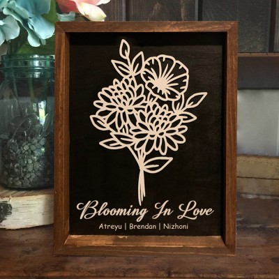 Custom Birth Month Flower Bouquet Frame With Kids Name For Mum Grandma Mother's Day Gift Ideas