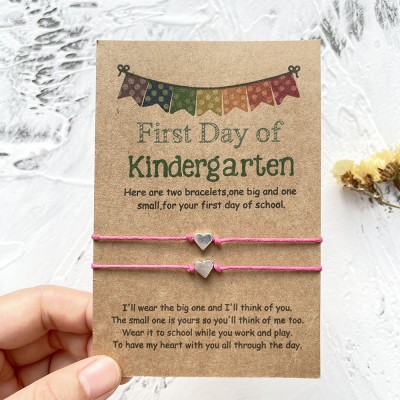 Mummy and Me Heart Matching Bracelets First Day of Kindergarten Back To School