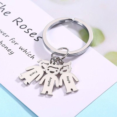 Personalised 1-10 Kids Charms With Engraving Name Key Chains