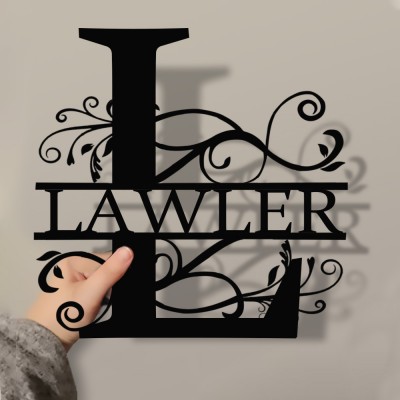 Personalised Family Name Metal Sign Monogram Home Wall Decor
