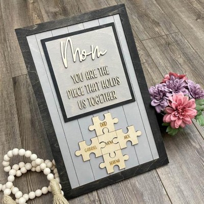 Personalised Mothers Day Gift Mum You Are The Piece That Holds Us Together Puzzles Pieces Name Sign Wall Decor