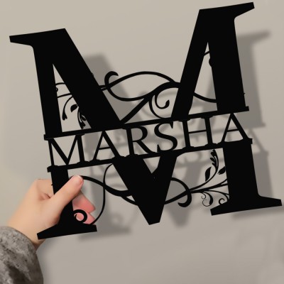 Personalised Family Name Metal Sign Monogram Home Wall Decor