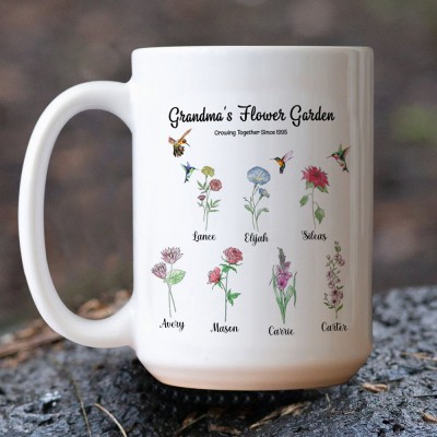 Personalised Grandma's Flower Garden Birth Month Flower Mug With Names Gift Ideas For Mother's Day