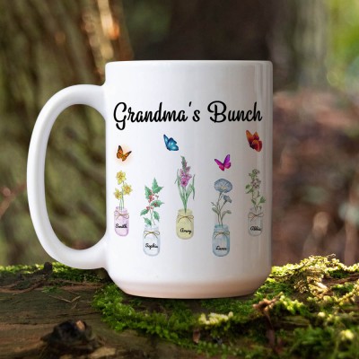 Grandma's Bunch Personalised Birth Month Flower Mug With Names Gift Ideas For Mother's Day