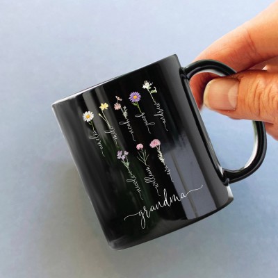 Grandma's Garden Mug Personalised Birth Month Flower With Name For Mother's Christmas Day