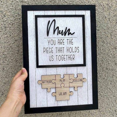 Personalised Mum Puzzle Pieces Sign For Mum Grandma Home Wall Decor For Mother's Day Birthday