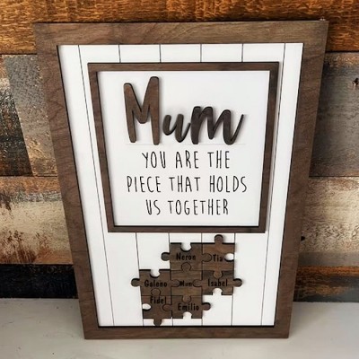Personalised Mum Puzzle Pieces Sign For Mum Grandma Home Wall Decor You Are The Piece That Holds Us Together